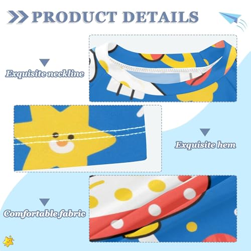 Blue Simple Pattern Girls Bathing Suit Short Sleeves Beach Tops Swimwear Beach Tops 3T3