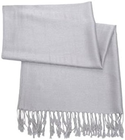 World Of Shawls Women's Silver Pashmina Style Shawl/Scarf/Wrap