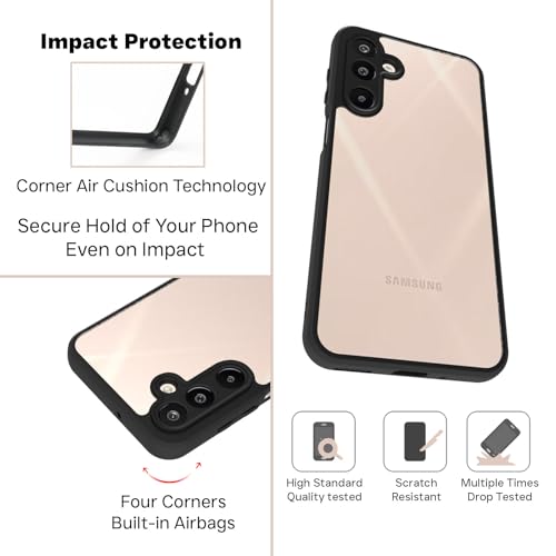 Image of RIGGEAR Shockproof Sleek Hybrid Armor Back Cover Case for Samsung Galaxy M16 5G, Galaxy F16 5G (Clear PC + Black TPU Bumper)