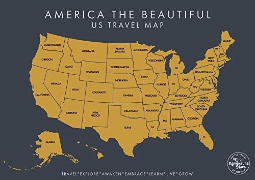Miniatura 3 de America The Beautiful USA - Mapa interactivo de viajes, póster para rascar revela hermosas fotografías de naturaleza de cada 50 estados, regalo para