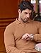JMIERR Men's Polo Shirt Casual Fitted V Neck Soft Ribbed Knit T-Shirt Long Sleeve Old Money Fall Outfits Golf Shirts, M, Camel