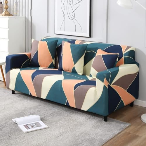 Image of HK Printed 5 Seater Sofa Cover Big Elasticity Cover Stretch Universal Sofa Slipcover 5 Seater (3 Seater Size 185-230cm and 1 Seater Size 90-145cm)