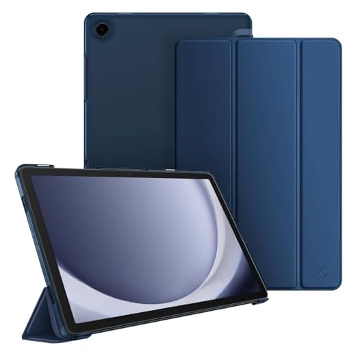 Fintie SlimShell Capa para Samsung Galaxy Tab A9 Plus 11 polegadas modelo 2023 (SM-X210/X216/X218), capa traseira fosca translúcida com suporte leve, despertar/hibernar automático, azul marinho