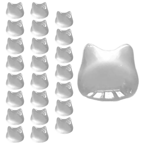 Qiwieod Pegatinas de uñas largas, 24 unidades de marcadores, pegatinas en relieve transparentes en forma de cabeza de gato, para hombres y estudiantes, PC, ordenador portátil y de escritorio