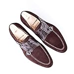 Costoso-Italiano-Goodyear-Welted-Eastbourne-Mens-Brown-Croc-Print-Leather-Suede-Formal-Slip-On-Buckle-Monk-Strap-Shoes-with-Violin-Leather-Sole