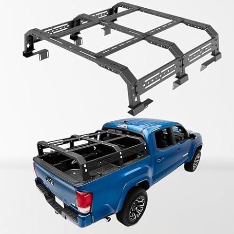 TKMAUTO Plus Truck Adjustable Bed Rack Cargo Carrier Compatible with Full-Size & MID -Size Truck Cover