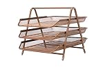 OSCO 3 Tier Wire Mesh Letter Tray Desk Organiser, Steel Mesh Paper Filing Magazine Rack, A4 & Foolscap Document Sorter for Office & Home, Easy Assembly, Durable & Space-Saving, Rosegold