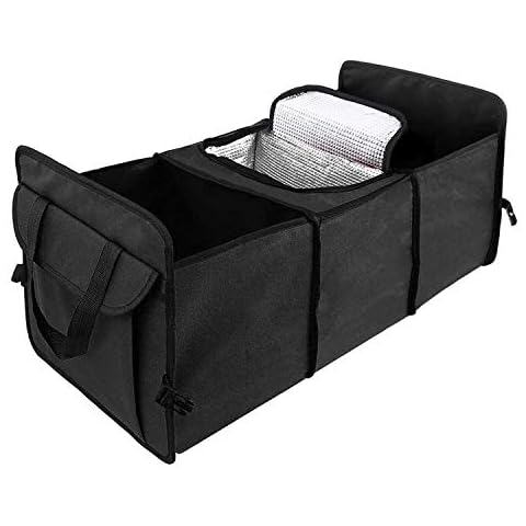 Fifth Gear Two-In-One Collapsible Portable Car Boot Organiser with Built-in Cooler Bag Foldable Shopping Tidy Storage Bag Holder Trunk Organizer (Black) Cover