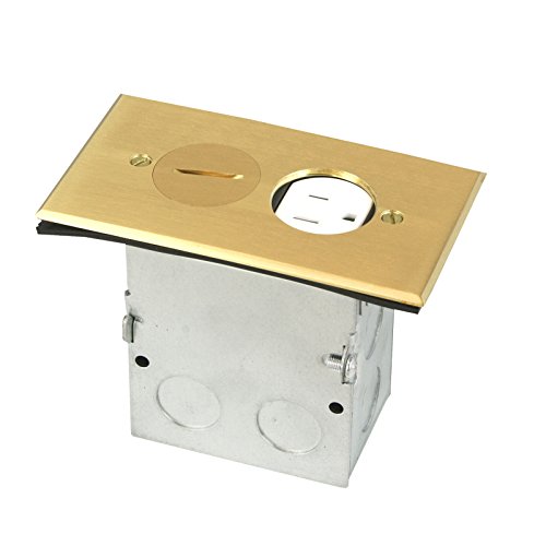 Enerlites Screw Cap Cover Floor Box Kit, 5” X 2.87” 1-Gang, 20A Tamper-Weather Resistant Duplex Receptacle Outlet, Watertight Gasket, Corrosive Resistant, Ul Listed, 975506-C, Brass #TOP2