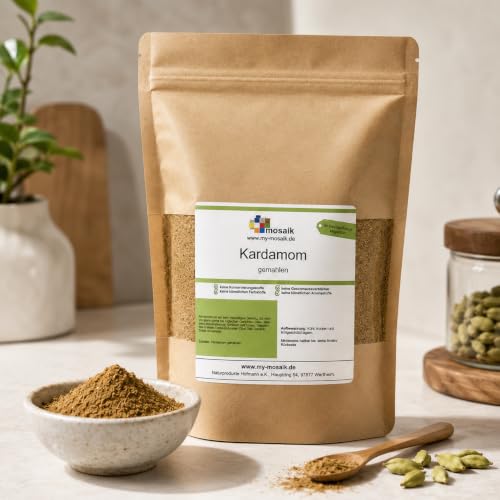 Foto von Kardamom gemahlen 100g - Premium Qualität aus Guatemala - Hochwertige gemahlene Kardamom Samen - Kardamompulver für Tee/Kaffee - Cardamom - als Glühwein Gewürz, Weihnachtsgewürz von my-mosaik (100)