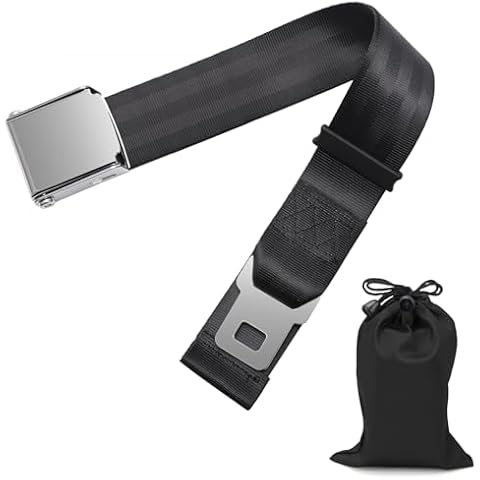 Coolrunner Airplane Seat Belt Extender, Adjustable 7-32" Airplane Seatbelt Extender - FITS ALL Airlines - Free Carrying Case Black Cover