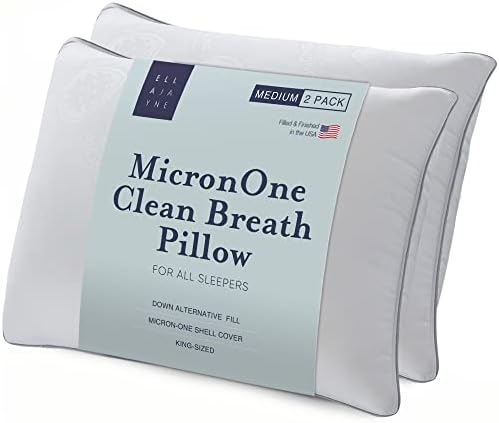 Ella Jayne - MicronOne Premium Shell, Breathe Clean Pillows, Queen, 2 Pack