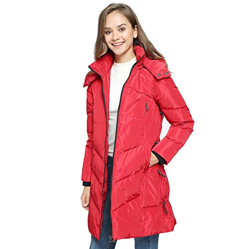 Women's Mid Length Down Puffer Coat, Winter Coats for Women, Hooded Parka Jacket