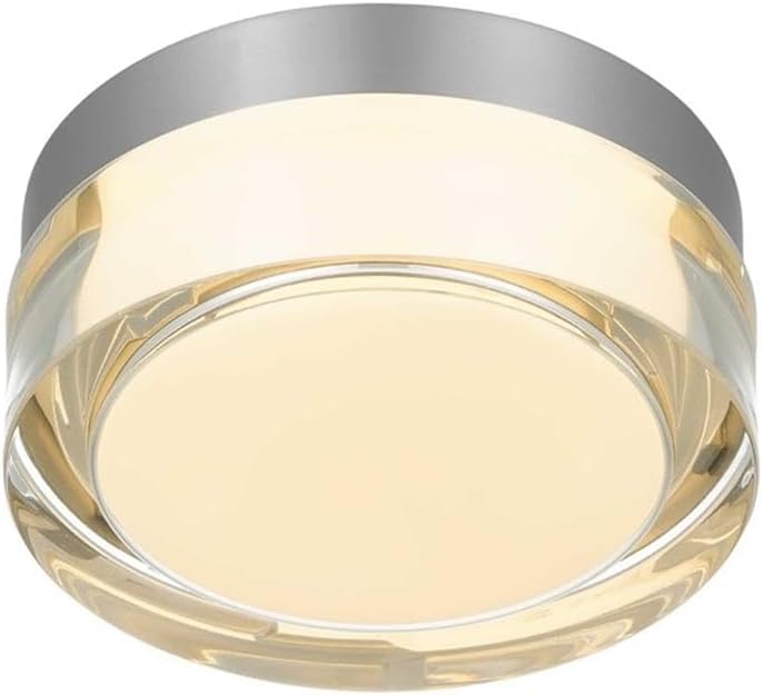 BOWERY HILL Modern Stainless Steel Outdoor LED Flush Mount, 6-Inch Silver Finish, Acrylic Diffuser, 3-CCT Adjustable Lighting, Wet-Rated Fixture for Porch or Indoor/Outdoor Use