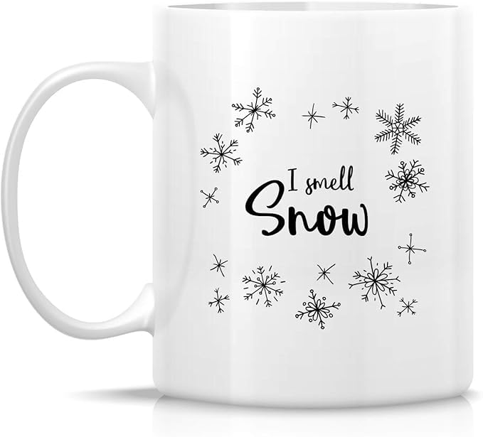 I Smell Snow Christmas Season 11 Oz Ceramic Coffee Mugs – Funny, Sarcasm, Sarcastic, Motivational, Inspirational Christmas Gifts for Friends, Coworkers, Siblings, dad or mom