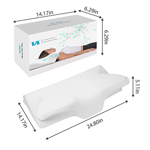 Valinks Cervical Pillow For Neck Pain, Contour Memory Foam Pillow For Side Sleepers, Back & Stomach Sleepers, Ergonomic Orthopedic Bed Sleeping Pillow For Pain Relief With Pillowcase (White, Standard) #TOP6