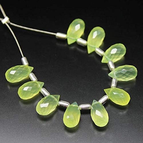 1 Strand Prehnite Tear Drop Faceted 8'' Long Strand Gemstone Beads, Jewelry Supplies for Jewelry Making, Bulk Beads, for Meditation Jewellery Gemstone Size 5mmx10mm