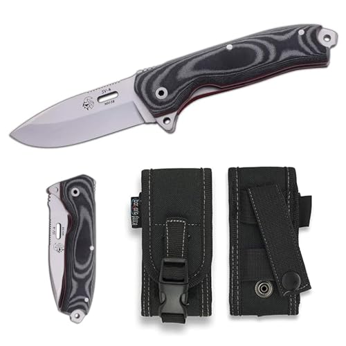 Navaja SV-4 para bushcraft y supervivencia, hoja de 8.5 cm, herramienta de camping para pesca, caza, actividad deportiva, funda