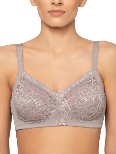 Image of Triumph Delicate Doreen Non Wired Non Padded Big Cup Bra Wireless Full Coverage Lace Everyday Women Bra Retro Support Wide Straps High Center Bridge Lingerie Pack of 1