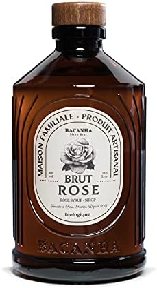 BACANHA - Organic and Raw Syrup - Rose Syrup - For Cocktail, Water, Coffee, Lemonade and Iced Tea - 400 ml