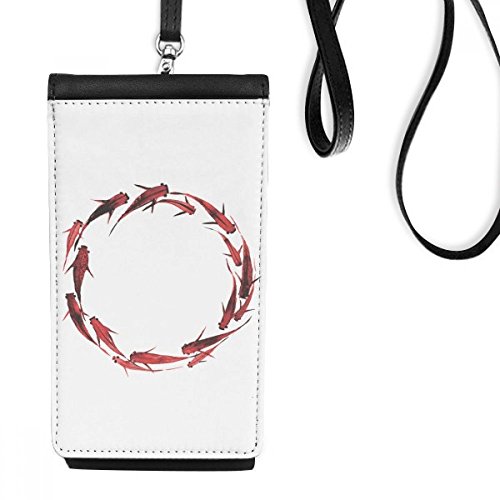 Pochette téléphone en cuir avec motif carpe rouge chinoise