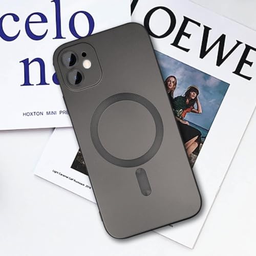 Image of DIZORO Magnetic Case for iPhone 12 Cover [Compatible with MagSafe][Built-in Camera Lens Protector] Slim Soft Silicone Bumper Shockproof Metallic Luster Back Cover Phone Cases (Grey)