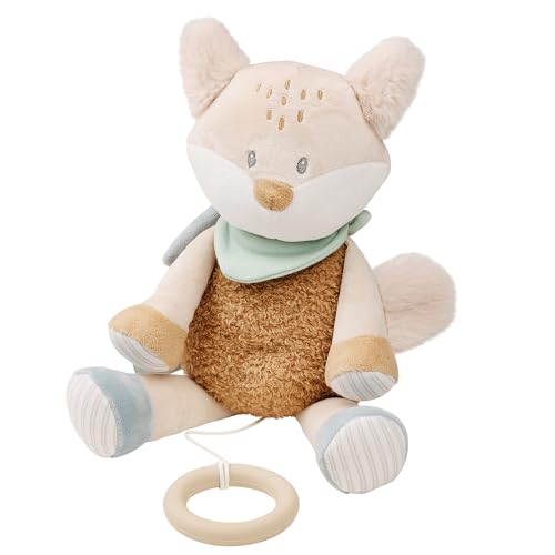Nattou Peluche Musicale en Polyester, Renard, avec Musique, boîte à Musique, env. 24 cm, Flo, Oli & Ernest, Flo Vert Menthe