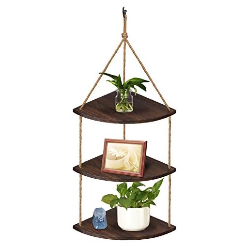 TJ.MOREE Hanging Corner Shelf 3 Tier Hanging Window Plant Shelves