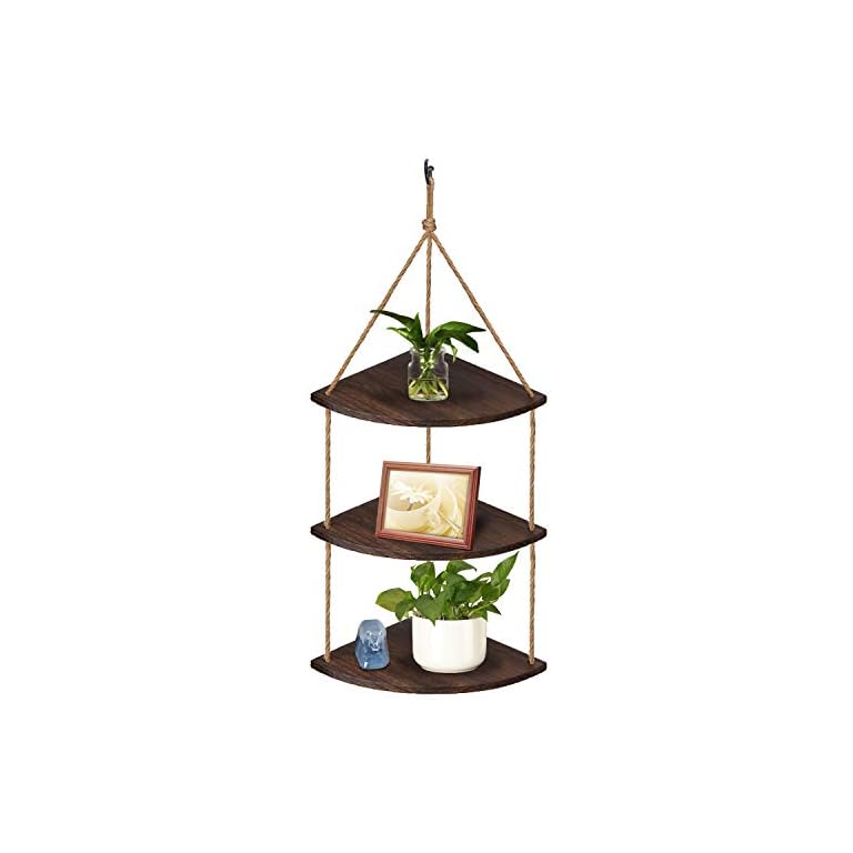 TJ.MOREE Hanging Corner Shelf 3 Tier Hanging Window Plant Shelves