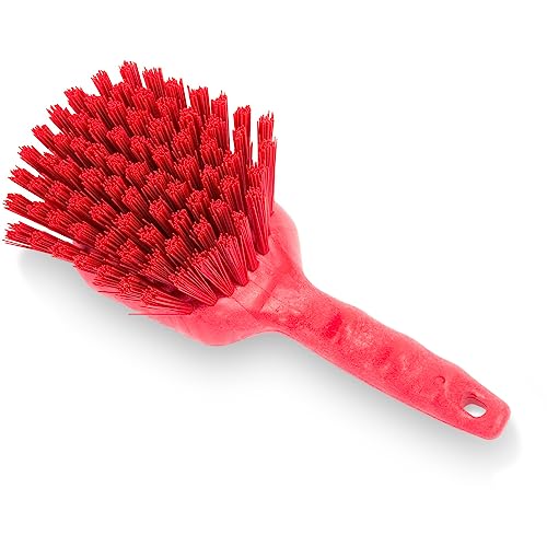 Image of SPARTA 40541EC05 Plastic Scrub Brush, Utility Brush, Kitchen Brush With Hanging Hole For Cleaning, 8 Inches, Red, (Pack of 6)
