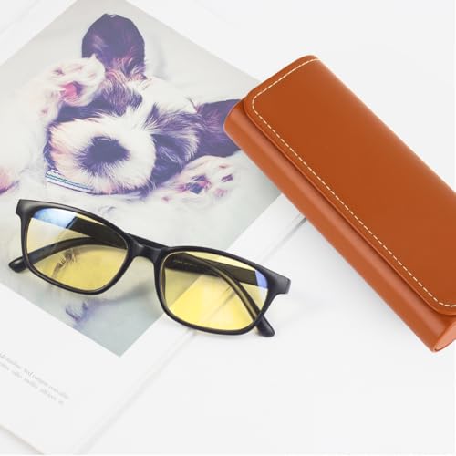 Image of RayLove Hard Shell Glasses Case, Lightweight Leather Eyeglass Case, Travel-Friendly Sunglasses Protector for Men & Women