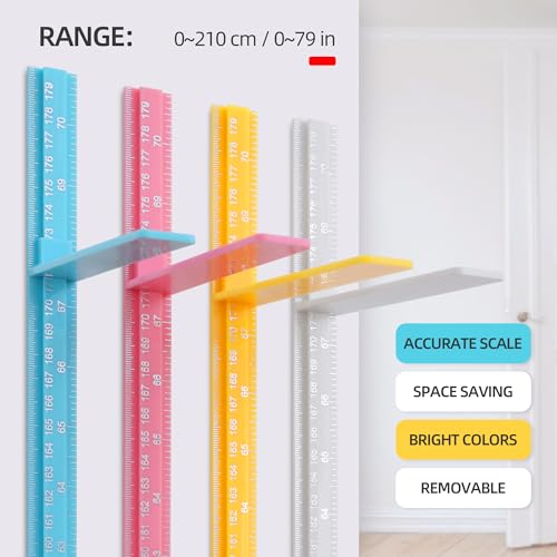 SNOPARD Growth Chart, Baby Height Chart,Spliced Height Ruler, Kids Height Measurement for Wall Sticker, Sliding Measuring Ruler for Nursery School Clinic with High Precision,79 inch (Pink)