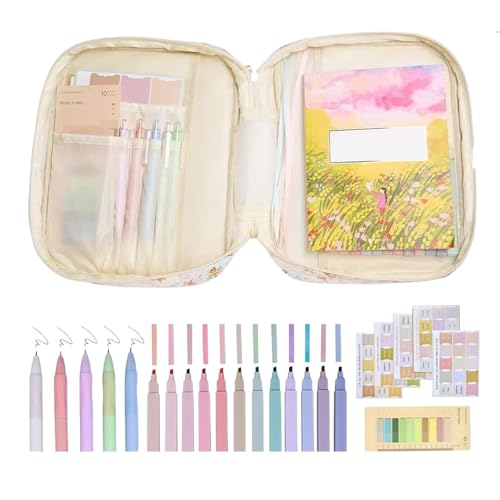 Generico Biblia Mujer | o para lectura de la Biblia, con funda, 12 marcadores de colores, 5 bolígrafos, 75 marcadores, 200 etiquetas, para oración, escuela,