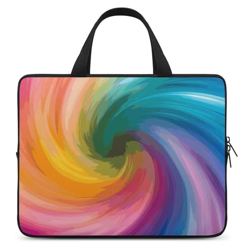 Etui ordinateur 10 pouces design original imprime tourbillon arc-en-ciel colore