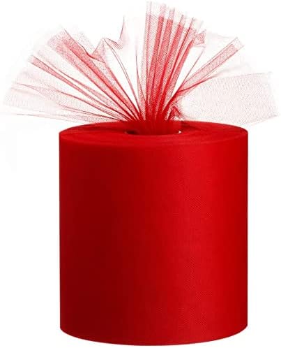 ZXF Tulle Fabric Roll, 6 inch by 200 Yards (600FT) Tulle Organza Fabric Spool for DIY Tutu Skirt Baby Shower Decor Wedding Backdrop Crafts Birthday Party Supplies