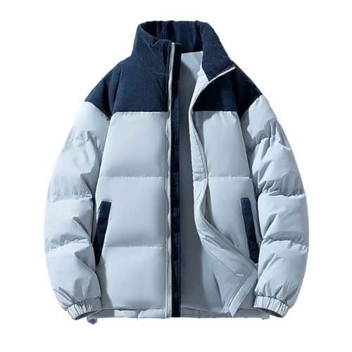 Cazadora Hombre Invierno Plumon Abrigo Holgado y Cómodo Parka Color Sólido Chaqueta Ligera Ropa Grueso Moda