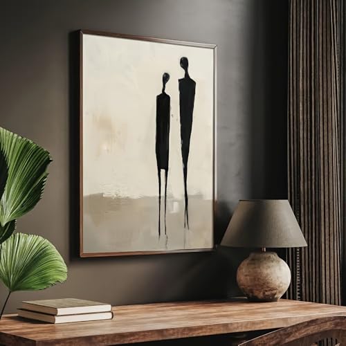 Tableau abstrait moderne de qualité premium avec figures rétro verticales