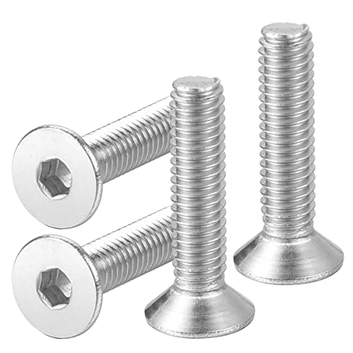 M4-0.7 × 14MM Flat Head Socket Head Screws Hex Drive Socket 304 Stainless Steel 18-8, DIN7991, Fully Threaded, Pack of 100