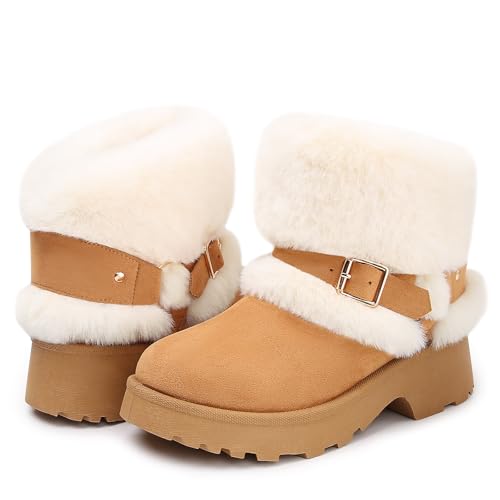Goldnut Furry Brown Winter Boots Women Size 5