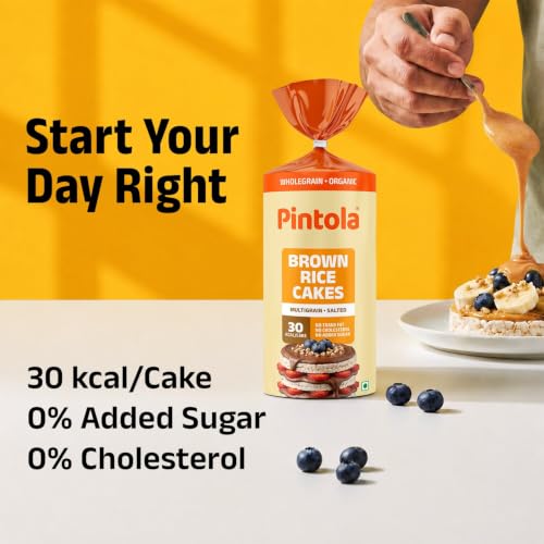 Image of Pintola Organic Brown Rice Cake Multigrain Salted (130g x 4) | Gluten-Free Snack | 9 Wholegrains | Low Fat | 30 Calories per Cake | Soy & Yeast Free | Healthy Snack for Weight Loss