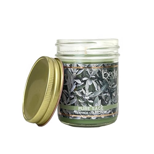 Becky Home 8oz Pure Sage Scented Candles for Home 45 Hrs Soy Wax Candle for Cleansing House Aromatherapy & Manifestation Candle Gifts for Men and Women