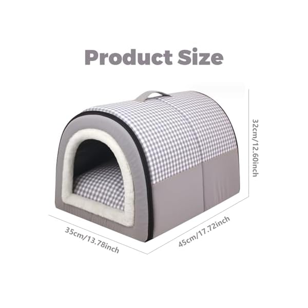 Dog-House-Indoor-2-in-1-Foldable-Cat-Igloo-Beds-with-Removable-Cushion-Non-Slip-Dog-Bed-House-Waterproof-Warm-Cat-Cave-Washable-Covered-Dog-Bed Indoor Waterproof Pet House