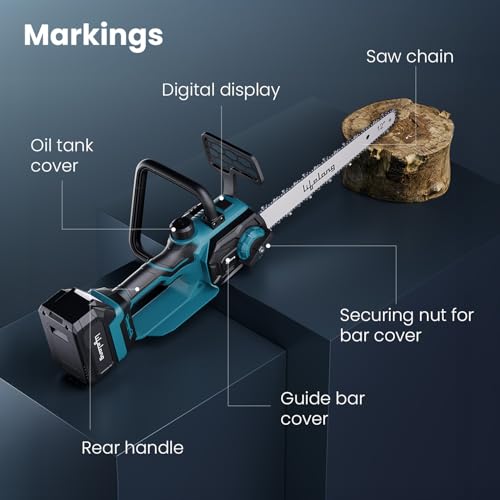 Image of Lifelong 21V Cordless Chainsaw Machine | Brushless Motor | 12 inch Guide Bar | 5000 RPM | 2 x 4.0Ah Batteries | Tree Cutter Tool | Wood Cutting Machine Home | Wood Cutter Tool Machine | Gardening DIY Use