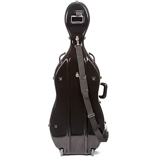Bobelock 2000W Fiberglass Black/Wine 4/4 Cello Case with Wheels