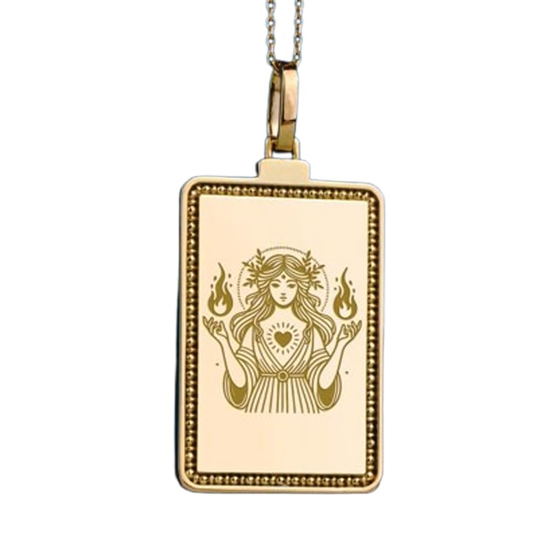 Collier Hestia rectangulaire gravé, bijou mixte or et argent pour le quotidien