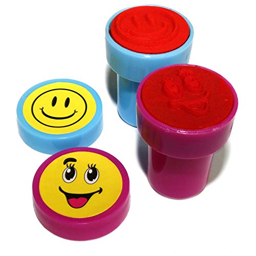 Image of Smiley Stamps for Kids | Set of 10 Stamp - Also can be Used as Pencil Tops - Prefect Gift for Teachers Parents and Students