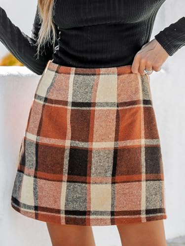 CUPSHE Women's High Waist Plaid Skirt Causal Bodycon Pencil Wool Mini Skirts Winter Fall A Line Elegent Outfits4