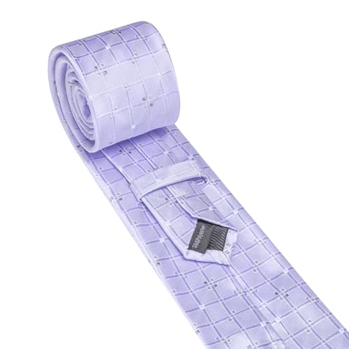 Image of YOHOWA Men Plaid /Striped Ties Set Silk Business Wedding Formal Fashion Necktie and Pocket Square Cufflinks Set