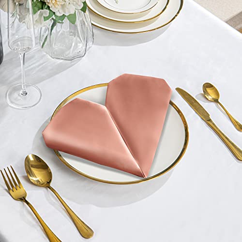Vacvelt 50 Pack Rose Gold Satin Napkins 20X20 Inch Wedding Napkins Bulk, Decorative Elegant Dinner Napkins Square Table Napkins Decor, Silky Satin Cloth Napkins For Restaurant Banquet Graduation Party #TOP2