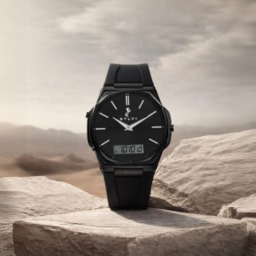 Image of Sylvi Blade Dual Time Analog Digital Silicone Strap Watch for Men